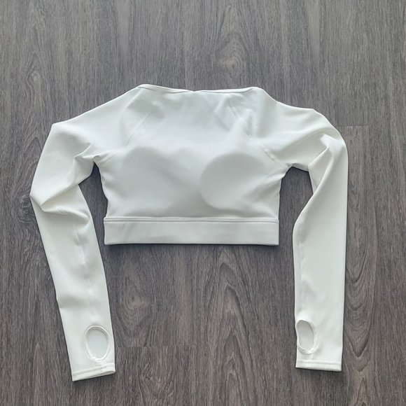 Halara Ribbed Halter Strap Thumb Hole Cropped Yoga Sports Top - Picture 3 of 3